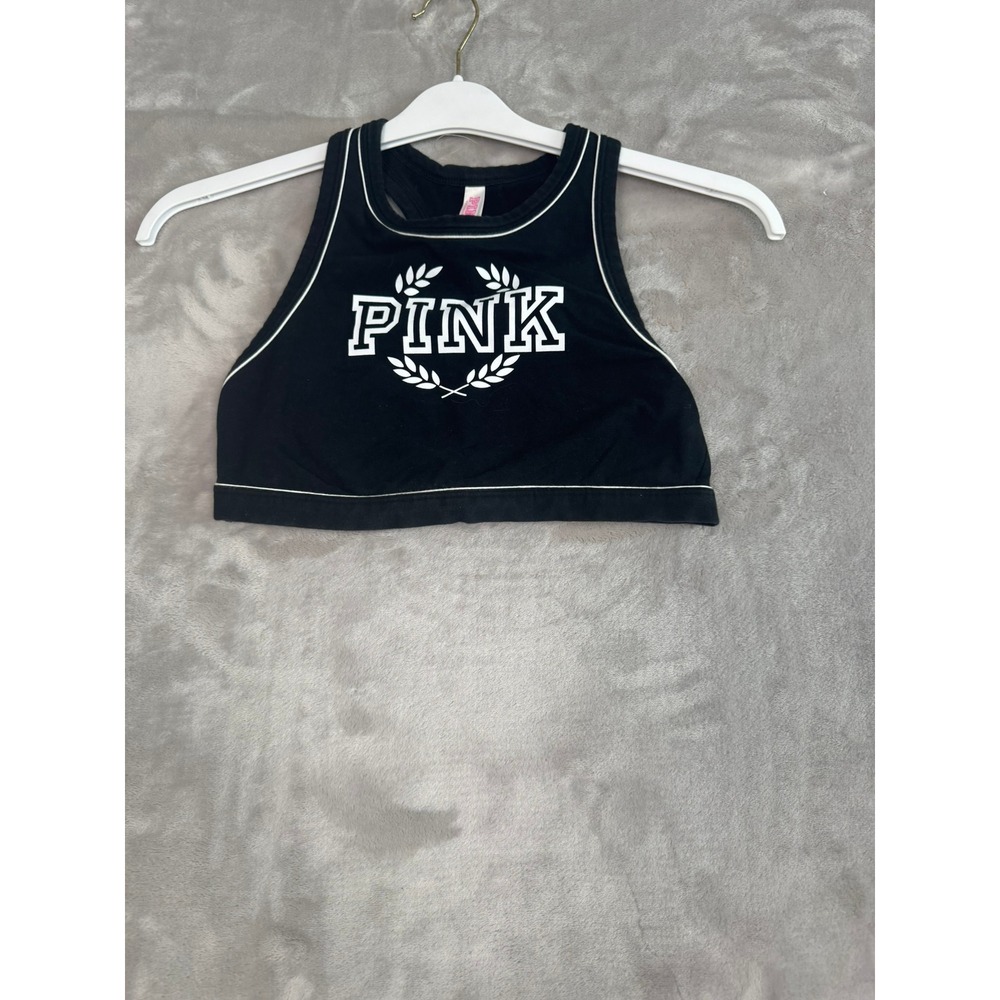 Pink Victoria's‎ Secret Sports Bra Crop Top Black White Stripe M Athletic